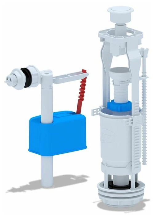 Арматура для бачка боковая подводка,кнопка белая, пласт WC6050
