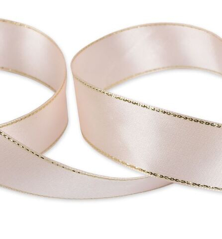 Лента атласная 25 мм , AL-25M двухстор. с металл. нитью 33 м , №002 под золото