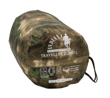 Спальный мешок INDIANA Traveller Camo L-zip от -12 °C (одеяло с подголовником 230+35X90 см)