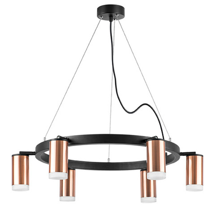 LR0163060 Люстра RULLO 6х50W GU10 ЧЕРНЫЙ/МЕДЬ (571016+214430-6+202430-6)