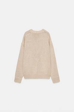 ZARA СВИТЕР КРУПНОЙ ВЯЗКИ, БЕЖЕВЫЙ