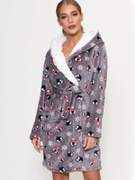 Уютный коротенький халат с капюшоном (Размер: XL) (Цвет: темно-серый)