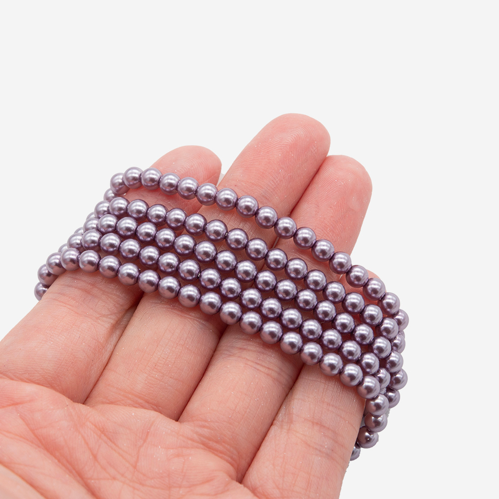 Хрустальный жемчуг, оттенок "PurpleAsh", шар 4мм, улучшенное покрытие