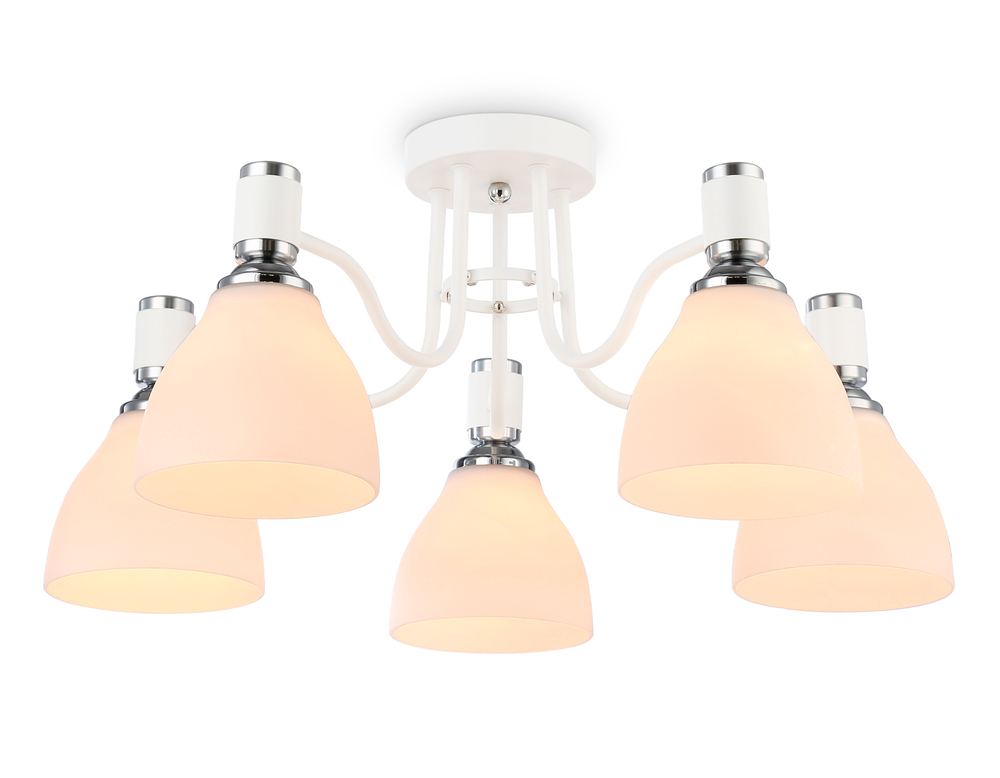 Светильник потолочный TR303305/5 WH/CH/FR белый/хром/белый матовый E27*5 max 60W D600*270