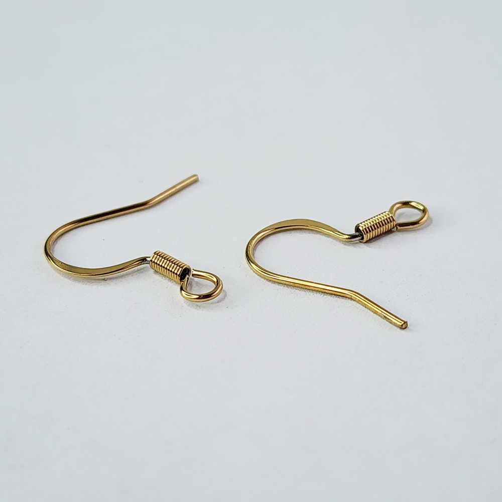 Ювелирные швензы крючки, сталь 2я позолота, 18мм, цена за пару