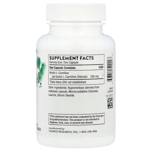 Thorne, Carnityl, ацетил-L-карнитин, 60 капсул