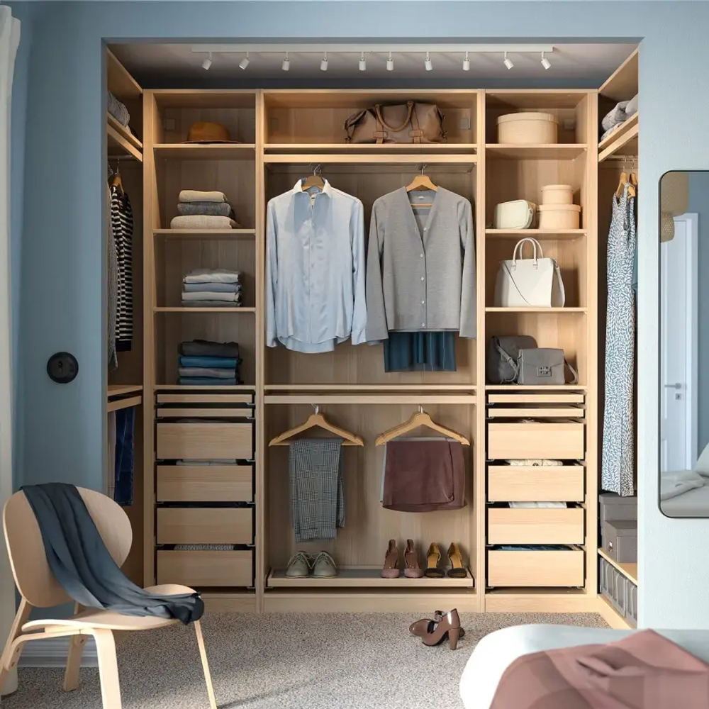 Гардеробные системы - PAX IKEA/ ПАКС  ИКЕА, 113/276х113/236 см, под беленый дуб