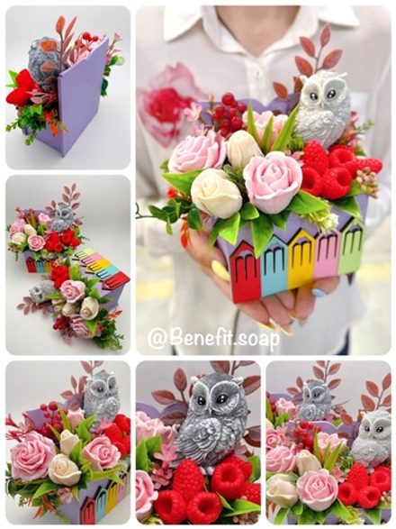 Букет «Сова в розах»