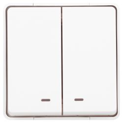 Выключатель ЭРА Эксперт 11-1505-01 двойной с подсветкой IP55, 10АХ-250В, ОУ, белый | Эра Эксперт