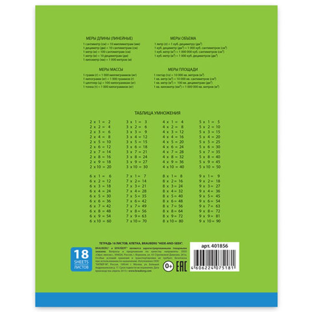 Тетрадь 18 л. BRAUBERG, клетка, обложка картон, ПОЛОСКИ ОДНОТОННЫЕ, 401856, 5шт