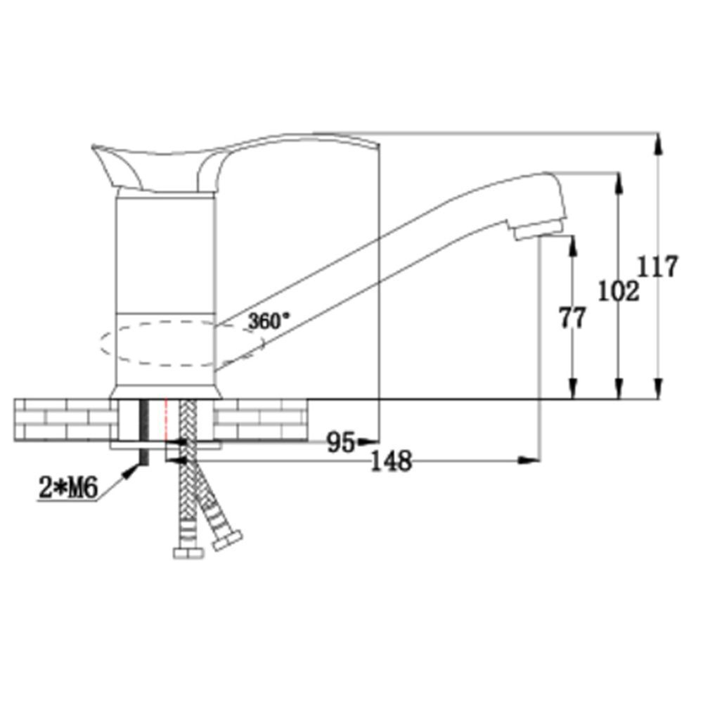 Смеситель для раковины, РМС, с картриджем, хром, SL86-004FBS-15