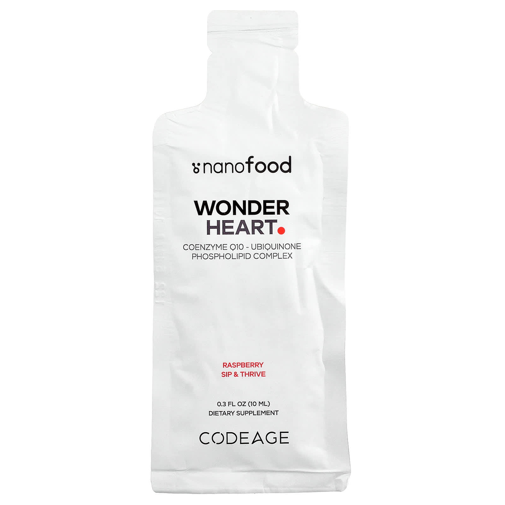 Codeage, Nanofood, Wonder Heart, малина, 30 паучей по 10 мл (0,3 жидк. унции)