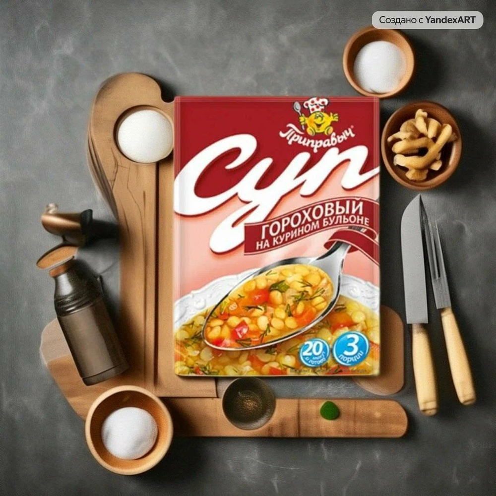 Суп быстрого приготовления Гороховый на курином бульоне Приправыч 60гр. 1 шт. 3 порций