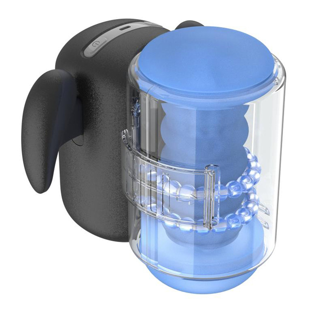 Автоматический мастурбатор с массажем бусинами Amovibe Black Knight Massaging Beads Thrusting Masturbator