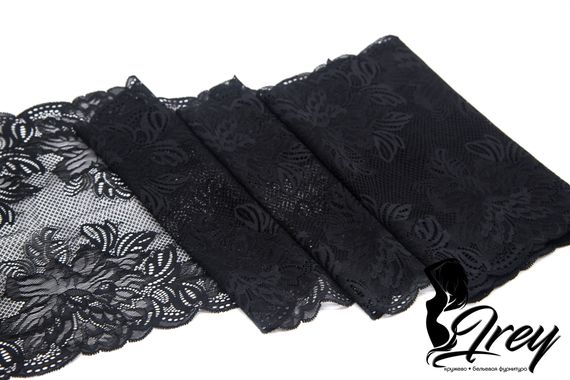 Кружево эластичное 22 см, арт. 03-115, черный