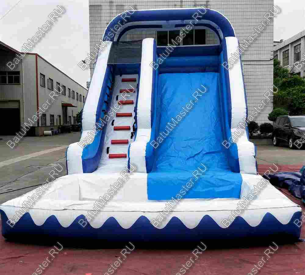 Надувная горка "Синяя тучка" размер 9*4*6 м