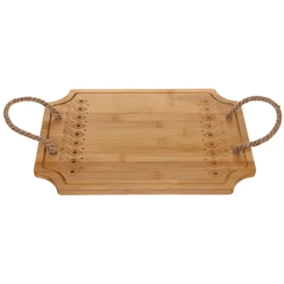 Доска бамбуковая для подачи и сервировки «SHEF» узор с ручками 38*29см