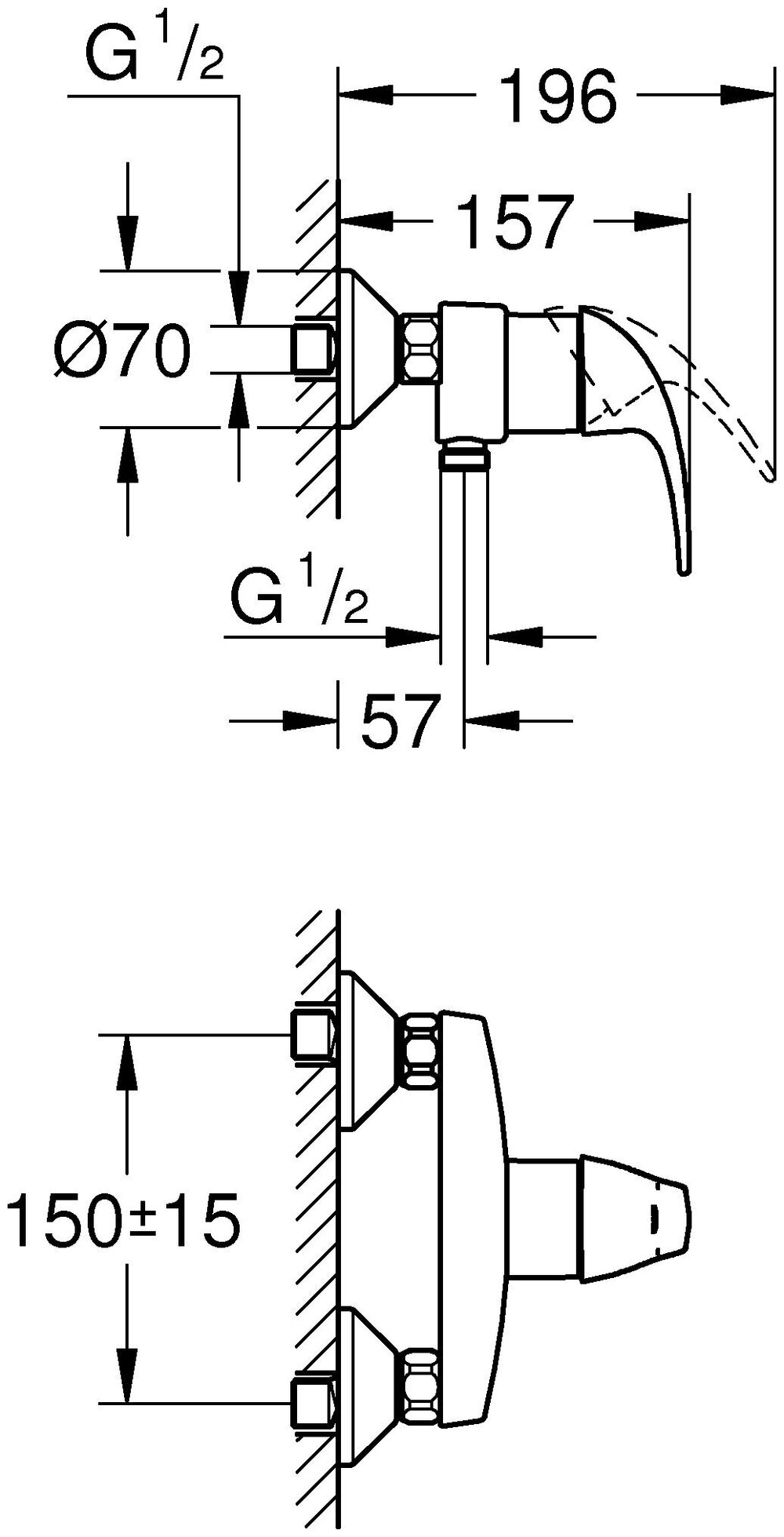 СМЕСИТЕЛЬ GROHE START CURVE ДЛЯ ДУША DIY 23767000