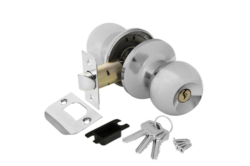 Замок шар Хром с ключом,фиксатором 6082 СР-Е