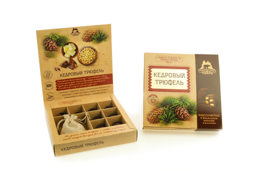 Кедровый трюфель в натуральном шоколаде Классический с чаем / коробка / 80 гр / ТМ Территория Тайги
