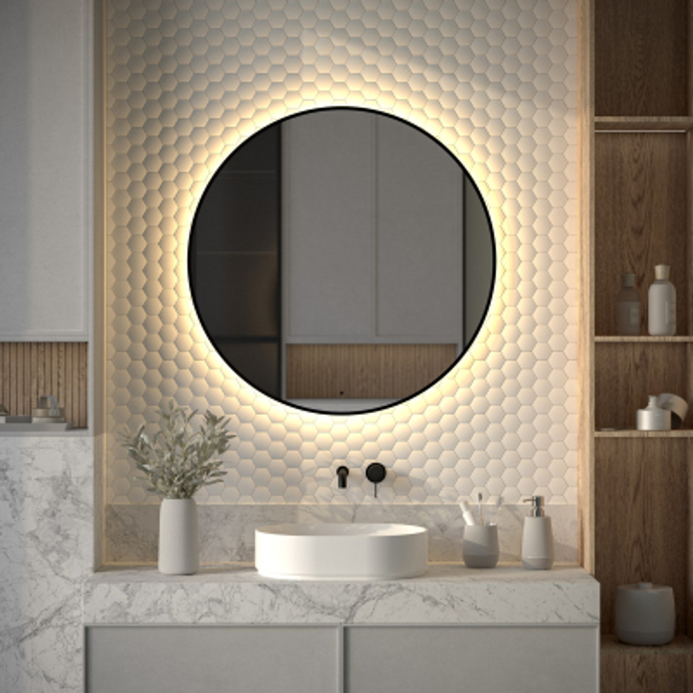 Зеркало Defesto LED 28W теплый свет AURA D 90 см