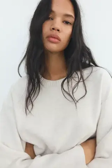 ZARA МЯГКИЙ СВИТЕР, БЕЖЕВЫЙ С МЕЛАНЖЕВЫМ ЭФФЕКТОМ