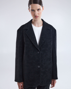 Жакет свободного кроя из искусственной замши черный