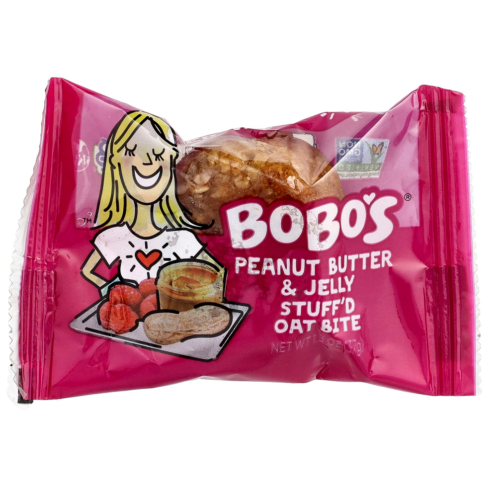 Bobo's Oat Bars, Овсяные кусочки с начинкой, арахисовая паста и желе, 5 кусочков, 37 г (1,3 унции)