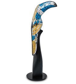 23-029-05 Н-р статуэток из трех «Тукан» дерево+стекл.мозаика (50,40,30 см)