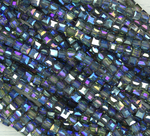 БВ029ДН4 Хрустальные бусины квадратные, цвет: серый с цв. AB прозрачный, 4 мм, кол-во: 44-45 шт.