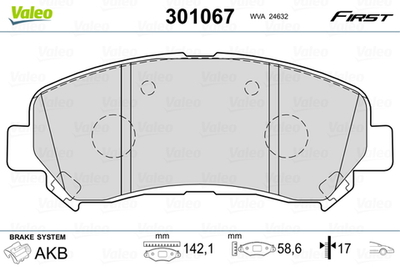 VALEO - 301067-VAL - Brake Pad Set, disc brake