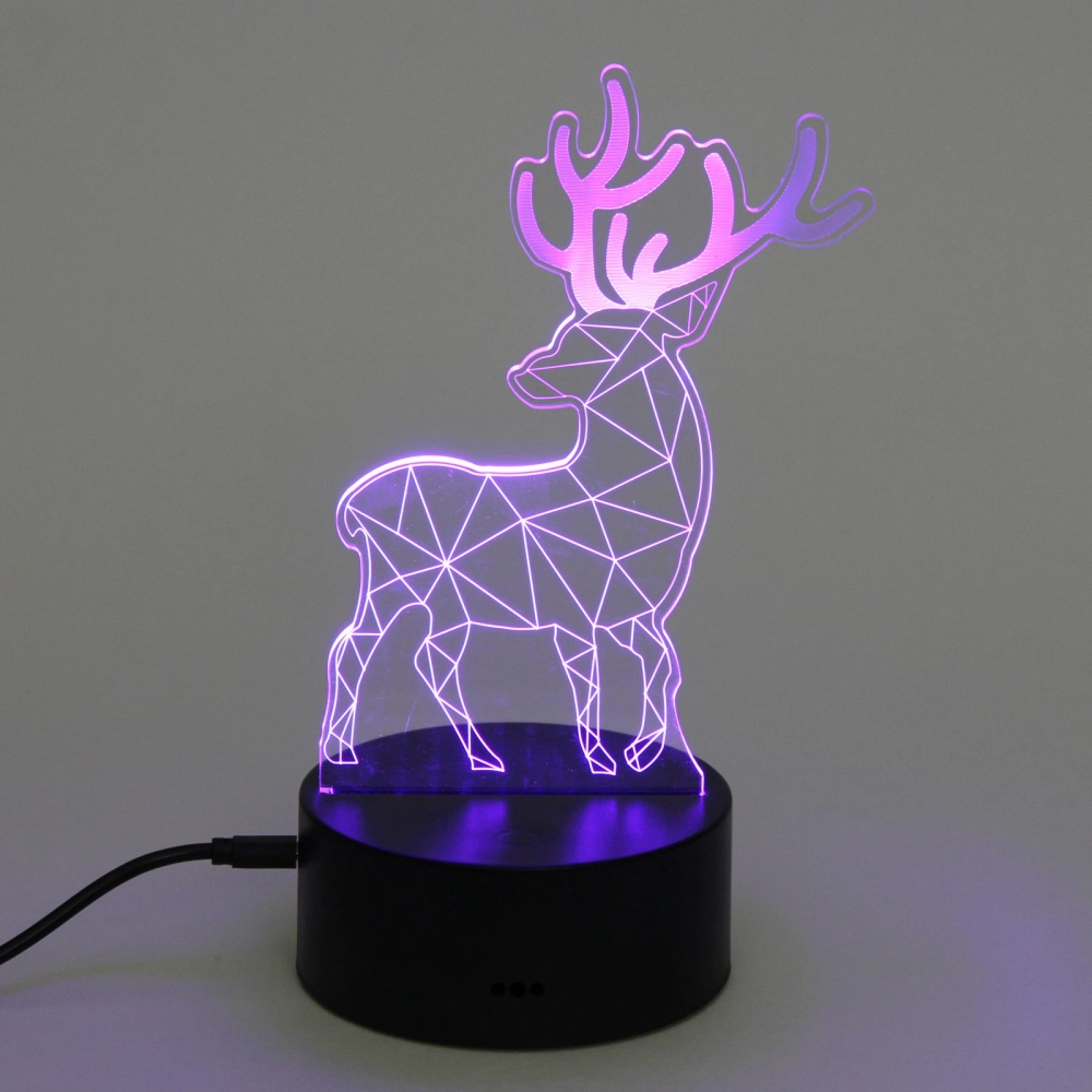 Светильник ночник «3D-Олень» на пластиковой подставке, с включателем USB