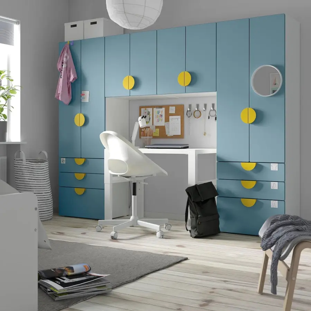 Шкаф - SMÅSTAD / PLATSA/ SMАSTAD  IKEA/ СМОСТАД / ПЛАТСА ИКЕА, 240х181  см, голубой /белый