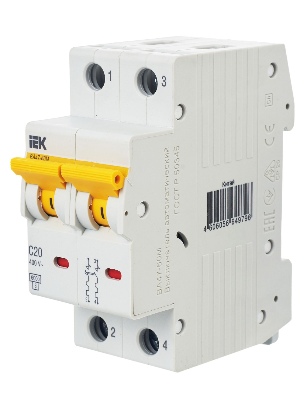 KARAT Автоматический выключатель ВА47-60M 2P C 20А 6кА IEK