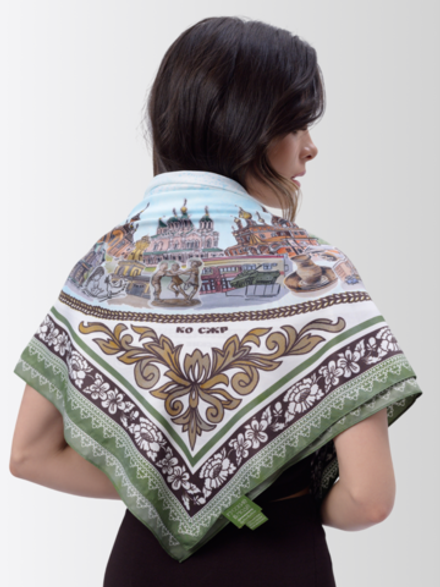Платок «Связь времен» оливковый