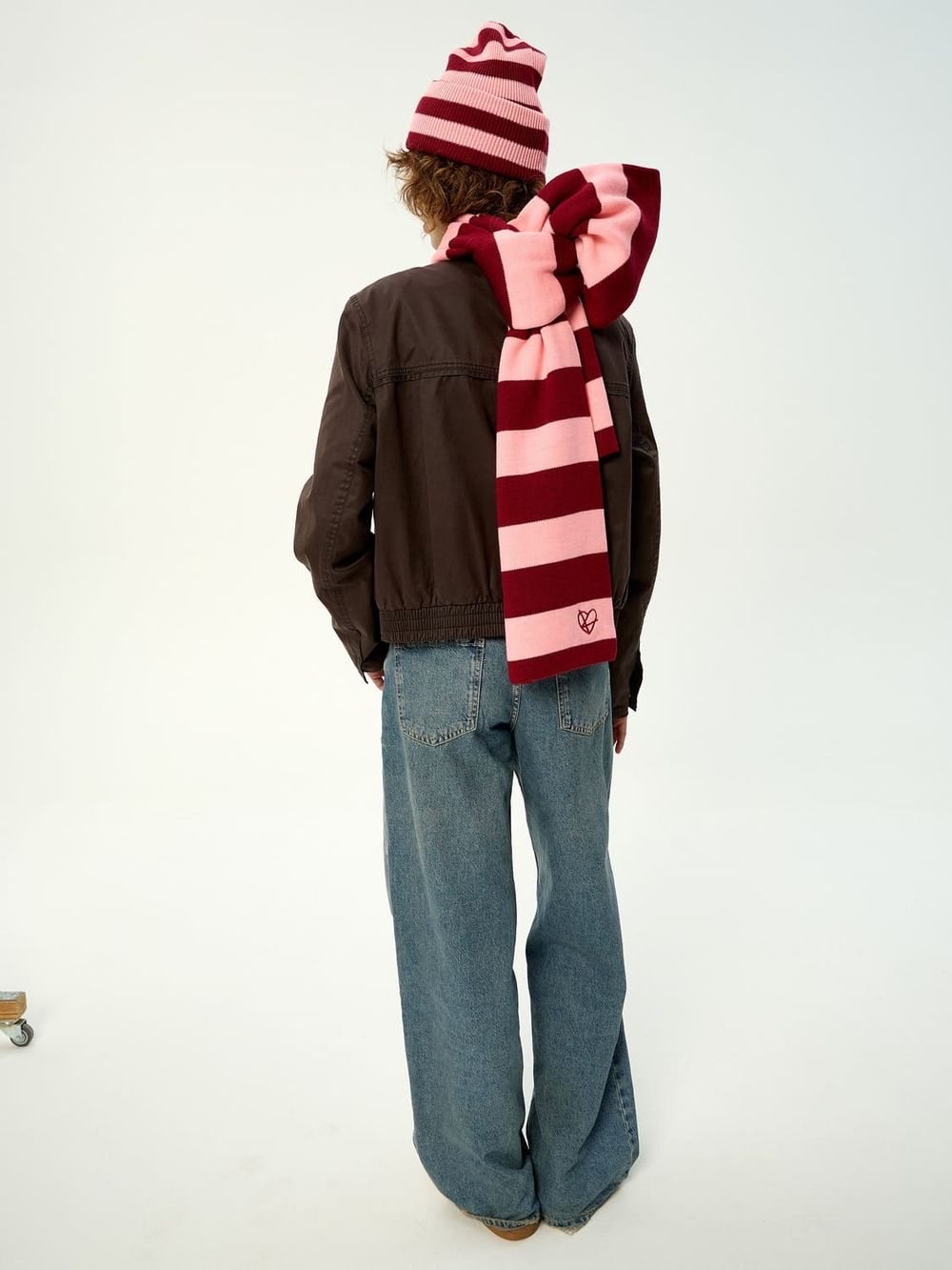 Купить Шарф Kraizy Stripes в полоску бургунди / роза Шарф Kraizy Stripes в полоску бургунди / роза