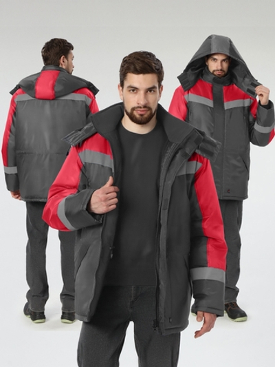 Куртка зимняя Легион (тк.OxLine), т.серый/красный