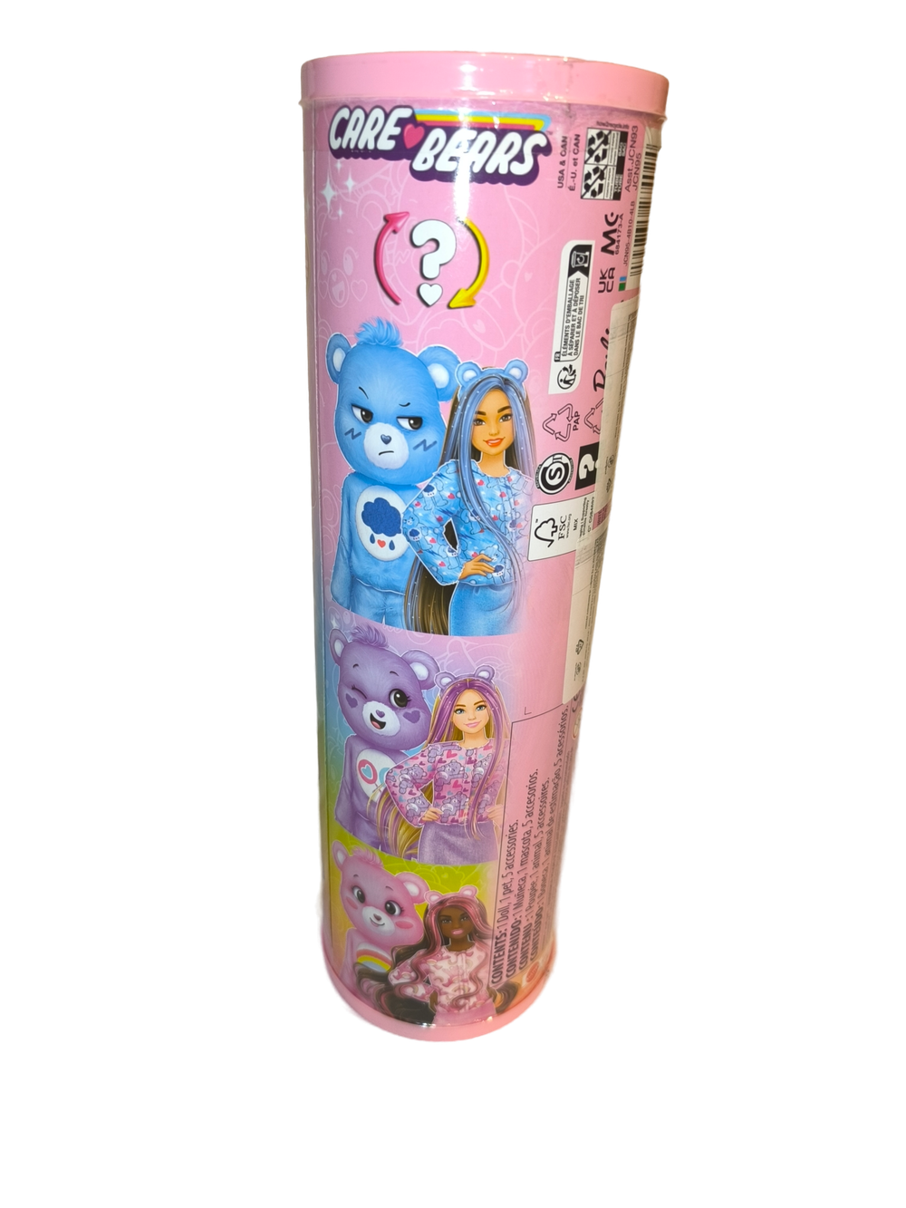 Barbie Cutie Reveal Care Bears JCN95 — кукла в костюме розового мишки Happy Heart, аксессуары