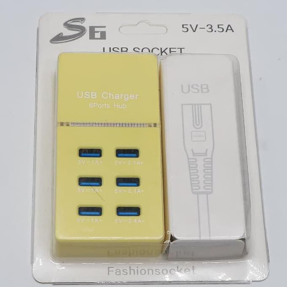 Зарядное уст-во USBх6шт. (DC5V/3.5A) AC220в. UБ