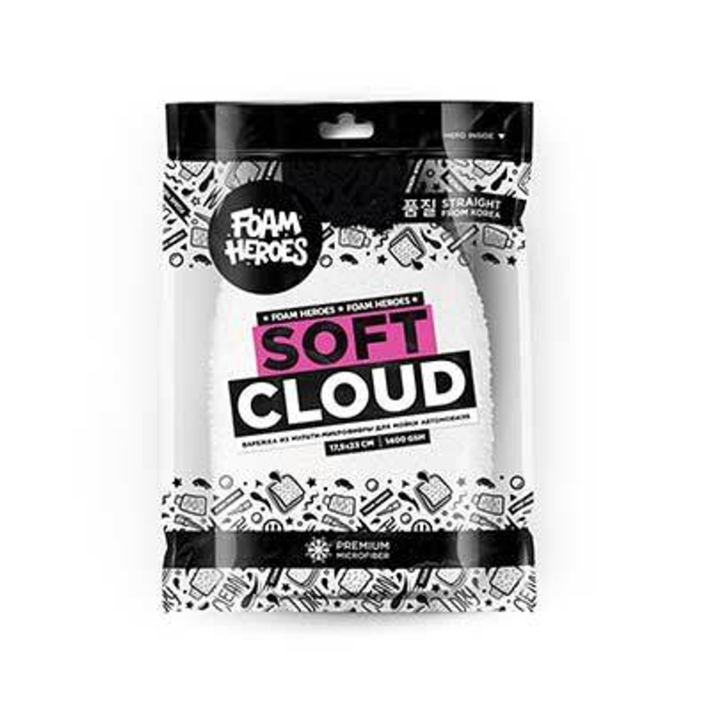 FHA033 Foam Heroes Soft Cloud варежка из мульти-микрофибры для мойки автомобиля 17.5x23см, 1400г/м2