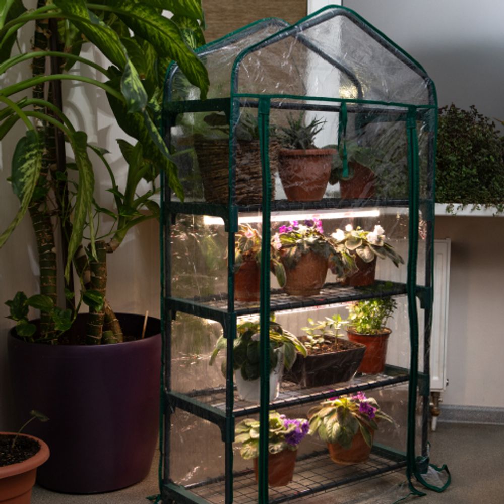 Теплица GREEN APPLE GA-House-4 со светильниками в комплекте 4 яруса 1250х690х300 мм