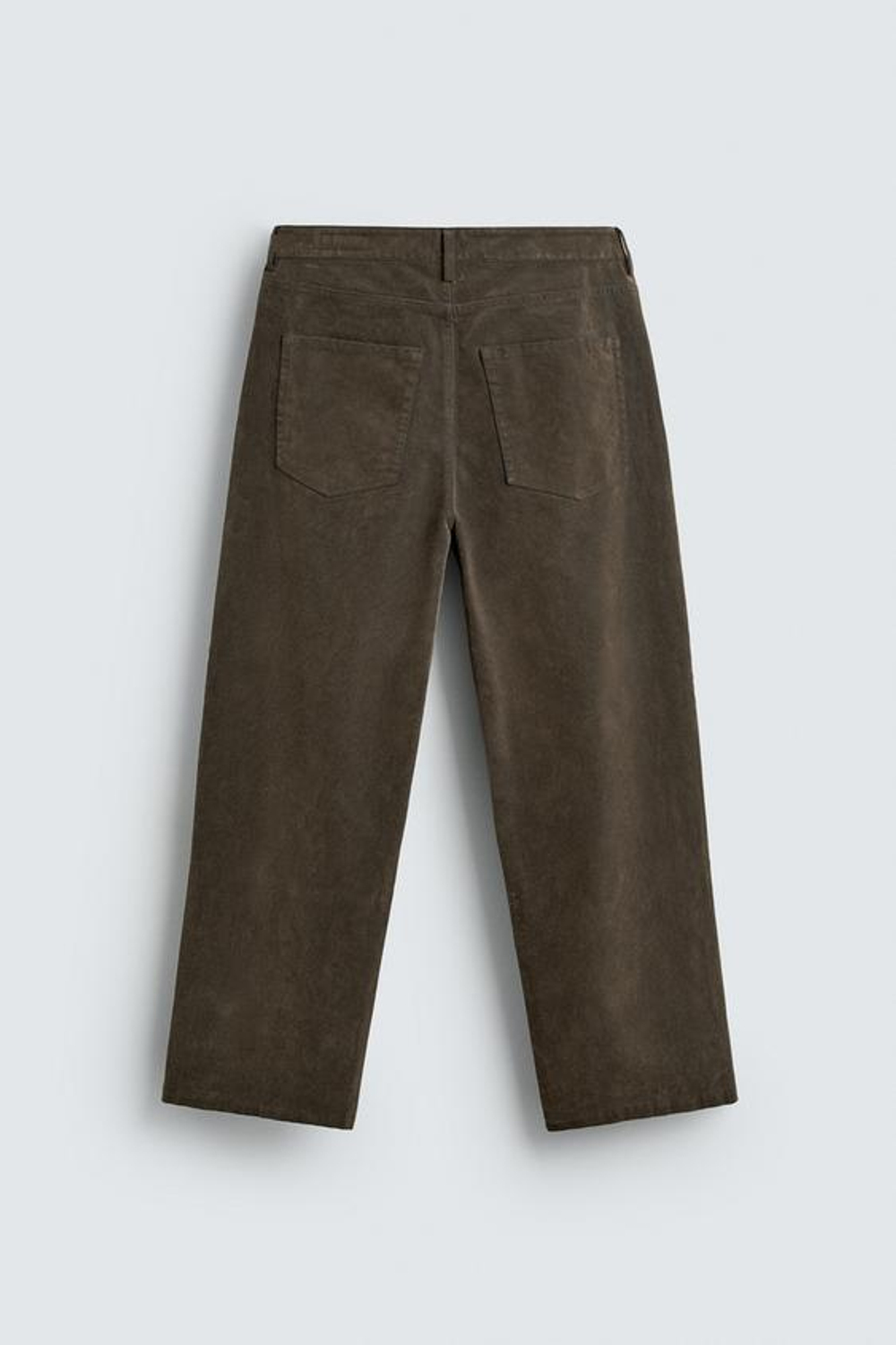 ZARA ВЕЛЮРОВЫЕ БРЮКИ СВОБОДНОГО КРОЯ, ХАКИ