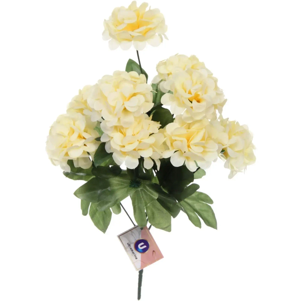 Цветы искусственные 30см «Гортензия» 9 цветков кремовые