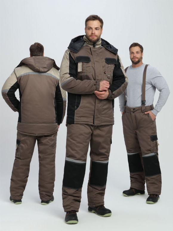 Костюм зимний Мега IMP (тк.Смесовая,240) брюки, коричневый/черный/бежевый