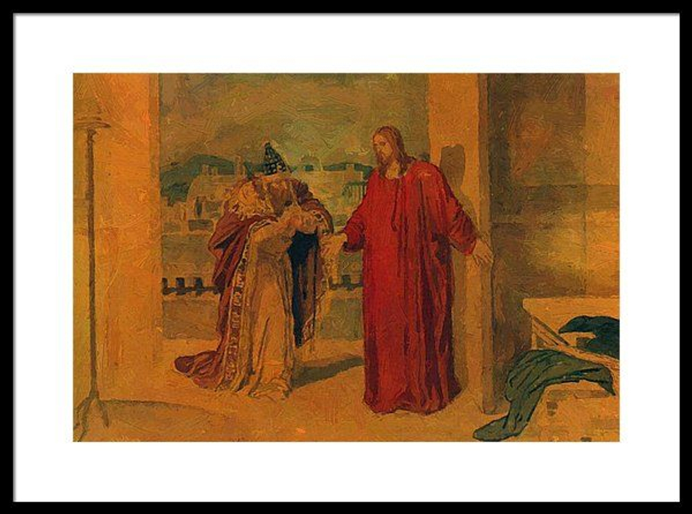 Винтажная открытка СССР А.А. Иванов "Христос и Никодим"