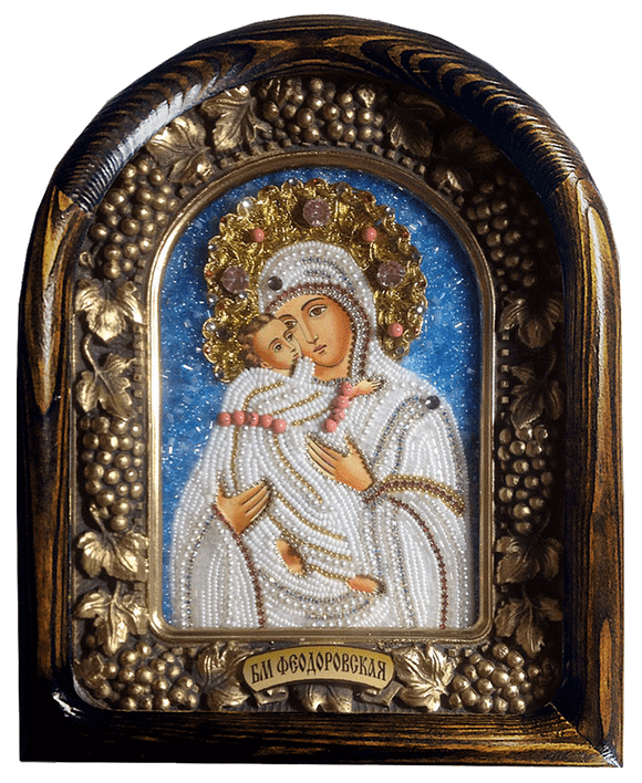 Дивеевская икона Образ Пресвятой Богородицы Фёдоровская, печать, бисер