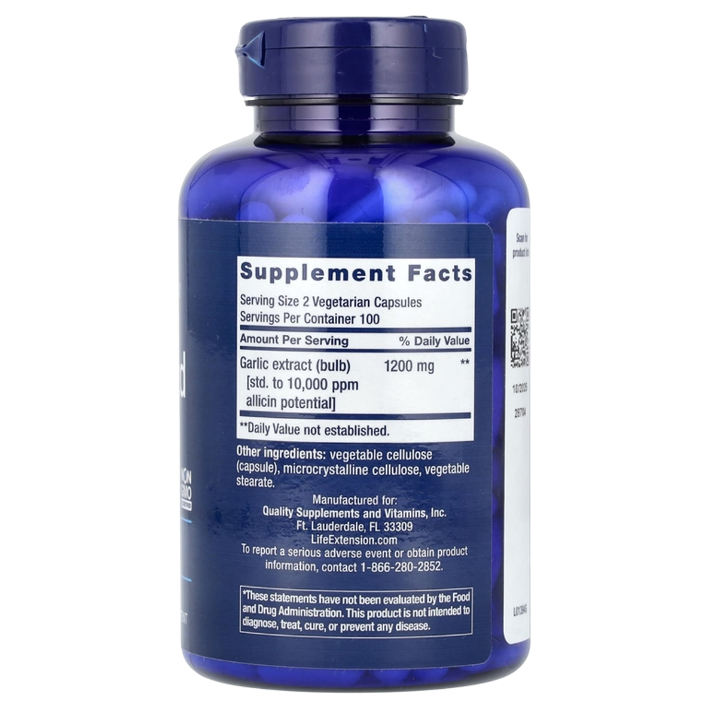 Life Extension Optimized Garlic 200 Veg Caps , Чеснок