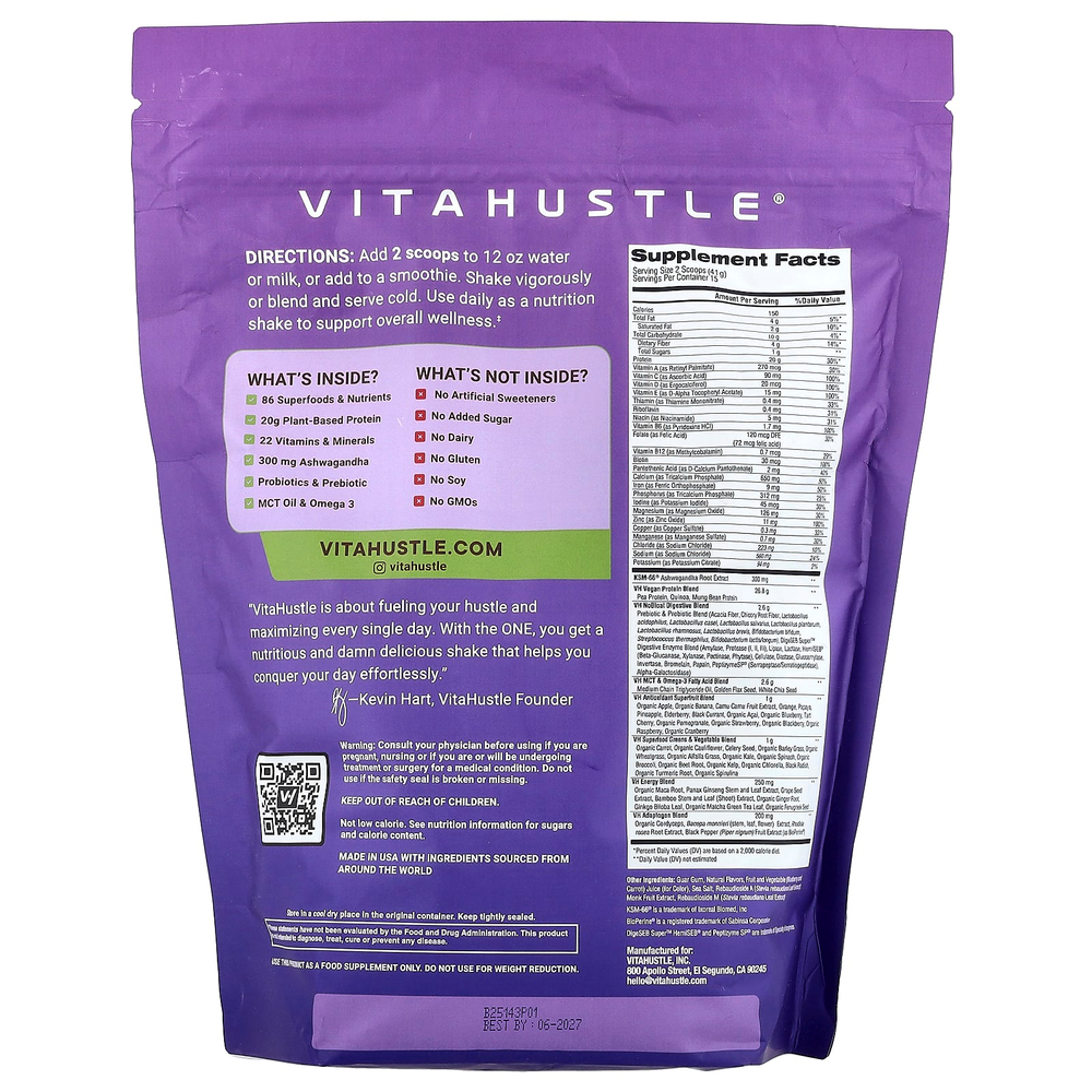 VitaHustle, One Superfood Protein, протеин из суперфудов, со вкусом голубики, 615 г (1,35 фунта)