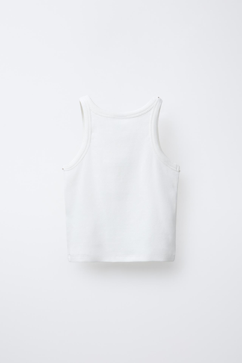 ZARA ТОП В РУБЧИК СО СТРАЗАМИ, БЕЛЫЙ