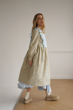 Платье Ева из фланели, Кремовый с голубыми цветами